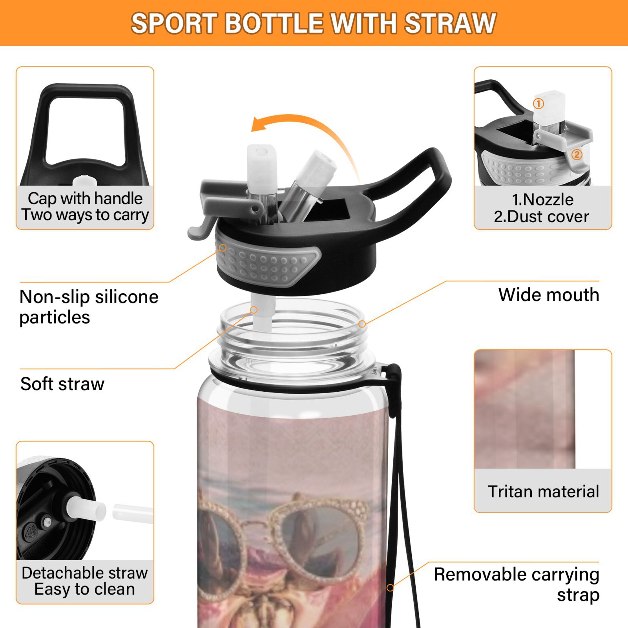 BZSMCE Sport Bottle Sleek Glass Crab Outdoor sports Water Bottle Size: 10.4x3in