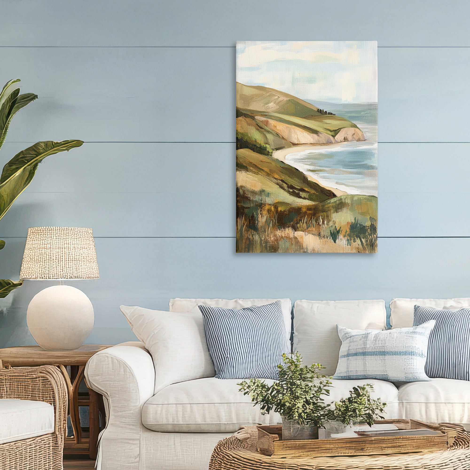 Stupell Industries Painted Cliffside Coastal Morning Light Canvas Wall Art, design by Petal Prints Design