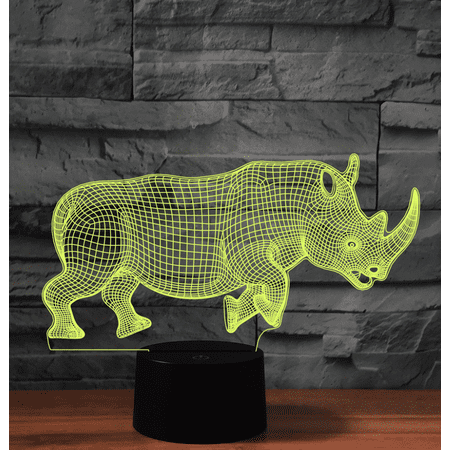 

DeRong 3D Rhino Night Light 16 Color Changing USB Powered Bedside Lamp LED Decorative Light