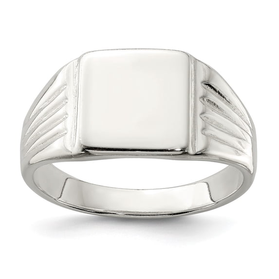 Solid 925 Sterling Silver Men's 11x11mm Open Back Engravable Monogram Signet Ring Band Size 8