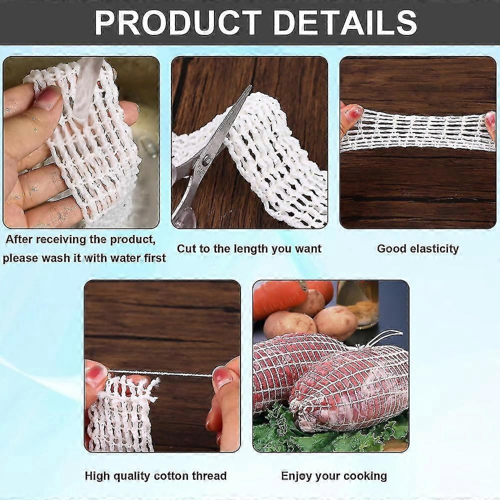 4pcs Meat Netting Roll, Size 16, Elastic Smoked Meat Poultry Ham