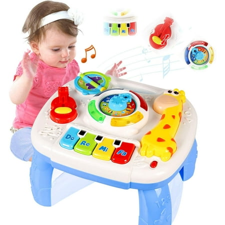 Table d'apprentissage musical pour bébé jouets 12-18 mois + lecteur de
