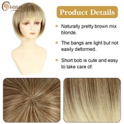 Creamily Short Blonde Bob Wig for Everyday Women – Instant Style Blonde Mix Brown Roots, Lightweight and Breathable for Daily Wear