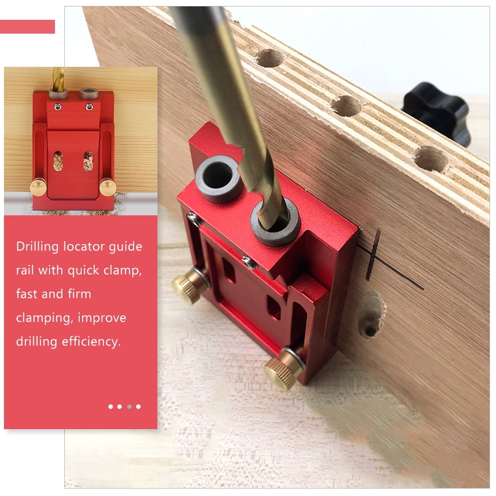 BESTYASH Aluminum Alloy Pocket Hole Drill Guide Set with Red Scale and Extended Sleeve for Precise Woodworking