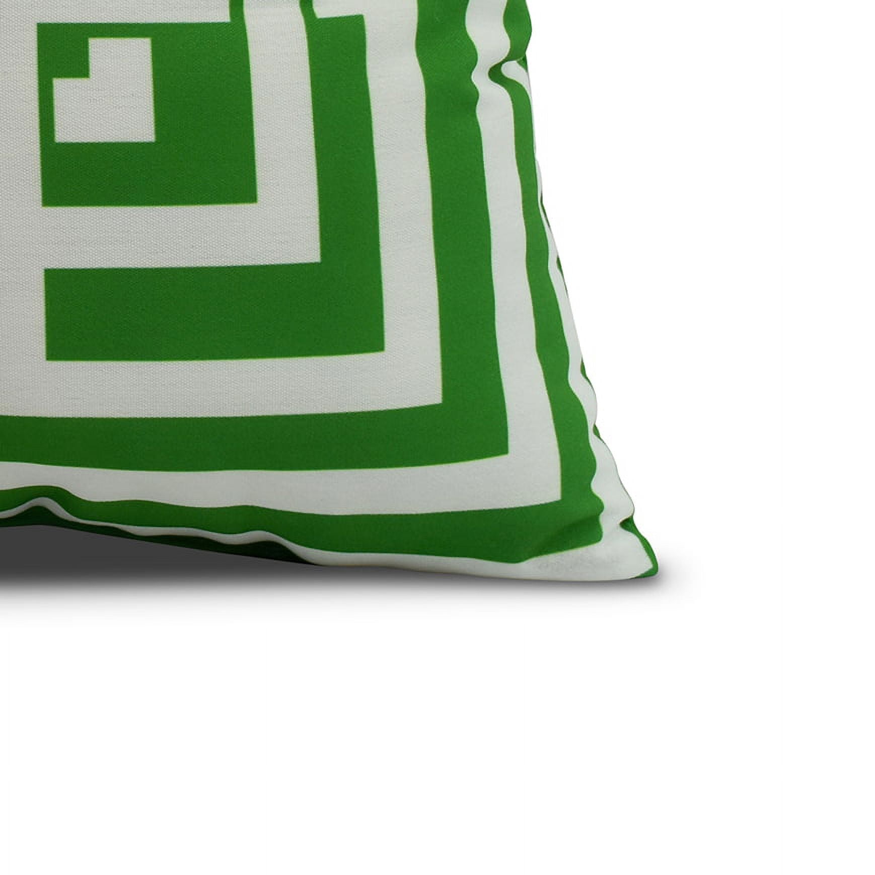 Simply Daisy, 20" x 20" Greek New Key, Geometric Print Outdoor Pillow, Green