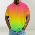 thumbnail image 2 of ZCFZJW Mens Ombre T-Shirts Casual Summer Tie Dye Gradient Color Printed Summer Short Sleeve 1/4 Button up V Neck Collared T-Shirts Regular Fit Athletic Tees Tops Green XXXXL, 2 of 5