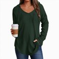 thumbnail image 5 of Godom Blouses for Women Dressy Casual Long Sleeve V Neck Shirts with pocket Fall Tunic Tops Loose Fit Hoodies for Womens, 5 of 7