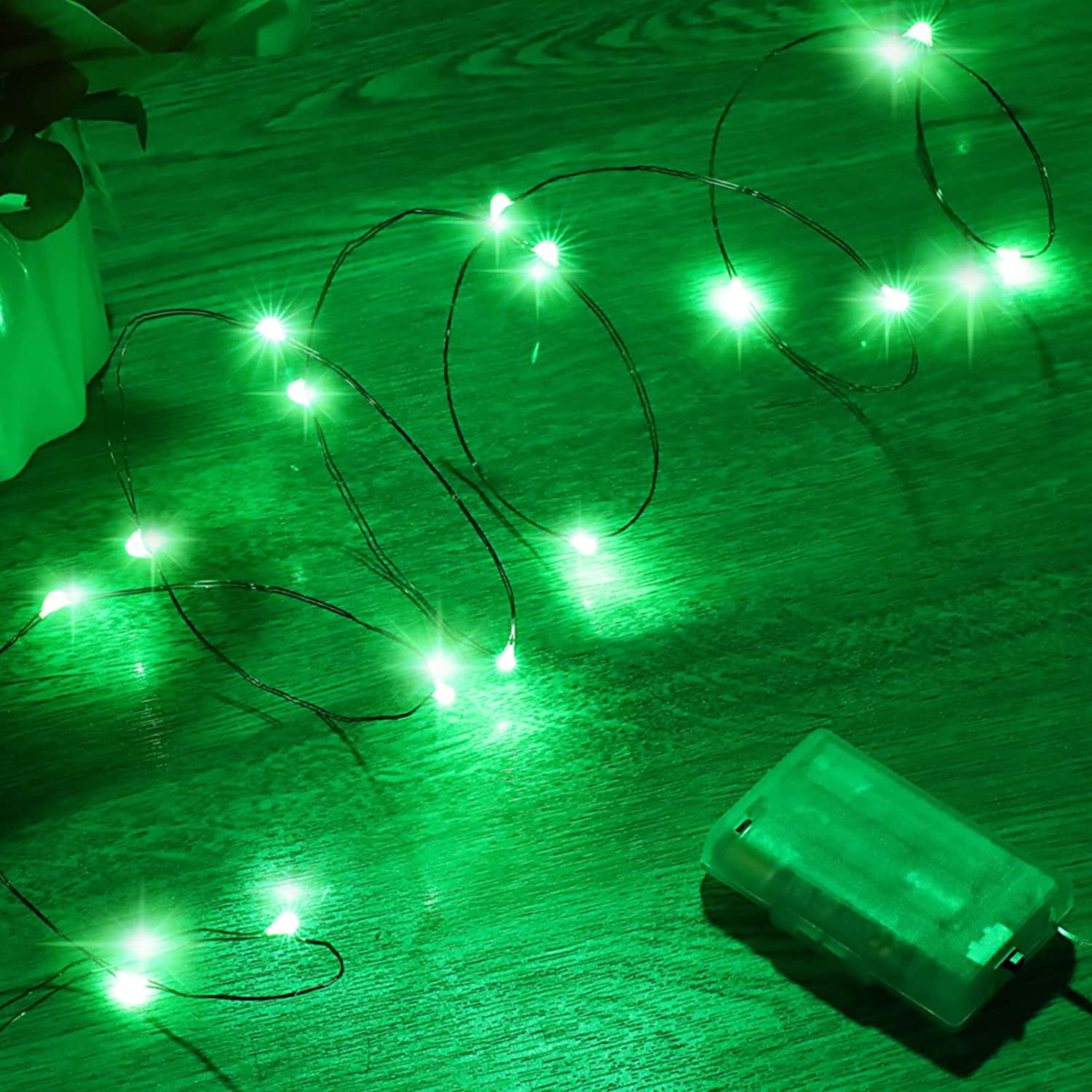 Mini St. Patrick's Day Fairy Lights Battery Operate, 1 Pack Copper Wire