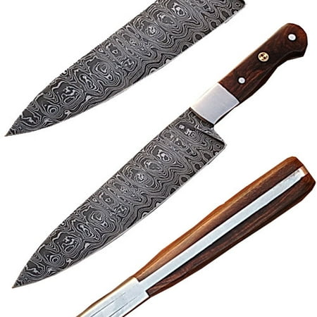 Custom Handmade Damascus Steel Chef Knife Wood (Best Steel For Damascus Knives)