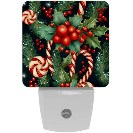 

Christmas Candy Cane LED Night Lights Dusk To Dawn Smart Sensor 0.5W Plug-In Night Lights Lamp For Bedroom Bathroom Kitchen Hallway Stairs 2Pack