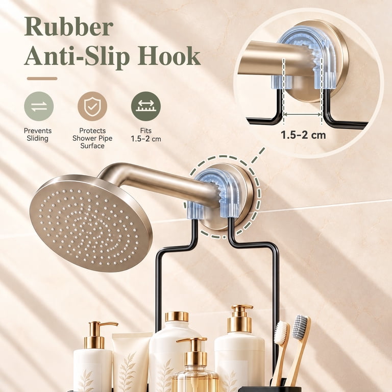 TINANA Hanging Shower Caddy Over Showerhead, Black Stainless Steel photo 3
