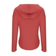 thumbnail image 4 of Women Hoodies High Low Hem Waffle Knit Tunic Sweatshirt With Pockets Long Sleeve Tops V Neck Solid Drawstring Shirts, 4 of 6