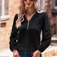 thumbnail image 2 of Jersey Con Cuello En V Top Jersey Con Cremallera 1/4 Jersey De Manga Larga Para Mujer Jersey Top Casual Con Cuello En V Jersey Top Jersey Con Cuello En V Top Hueco Manga Larga ANGGREK Negro S, 2 of 6