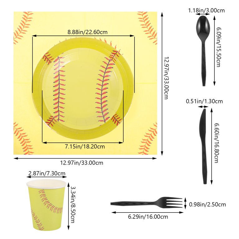 Sawysine 192 Pcs Baseball Party Supplies Bundle, Disposable Paper Baseball  Plates Cups Napkins Knife Fork Spoon Straw, Baseballs Party Birthday