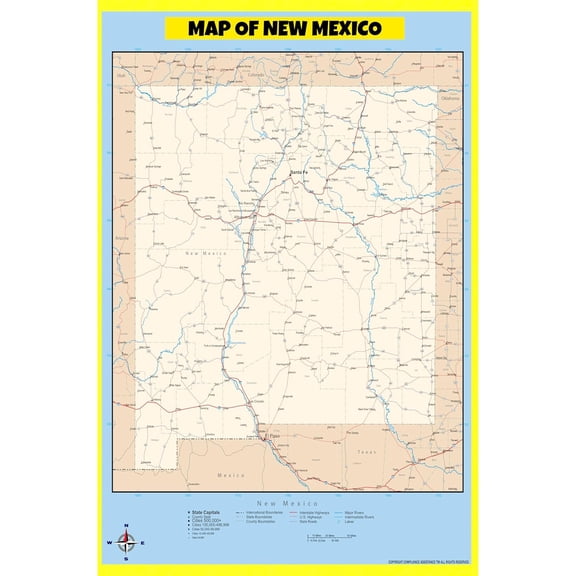New Mexico Map Poster - Laminated Wall Map - Style C - 18x24 - Ideal for Classrooms and Homes – Features Bright Colors and Vivid Imagery