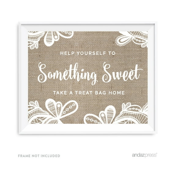 Take A Treat Bag Home Burlap Lace Wedding Party Signs