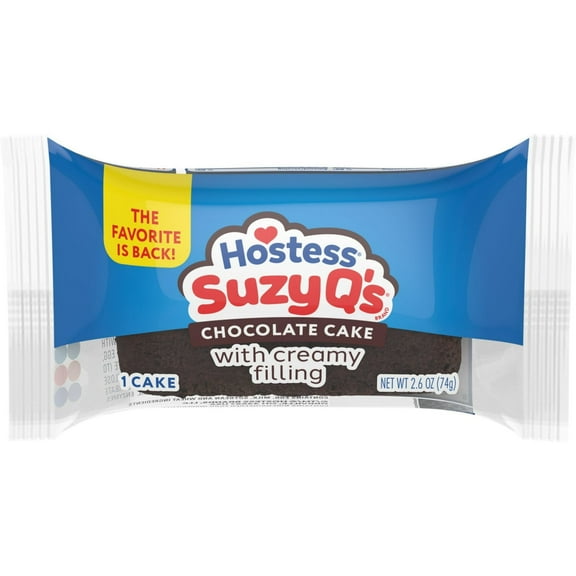 Hostess Suzy Q’s Chocolate Snack Cake with Creamy Filling, 2.6 oz Single Serve Pouch