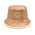 thumbnail image 4 of Clearance! Baberdicy Womens Solid Color Thickened Shiny Edge Winter Thermal Windproof Bucket Fisherman Hat for Women for Girls Gold, 4 of 4
