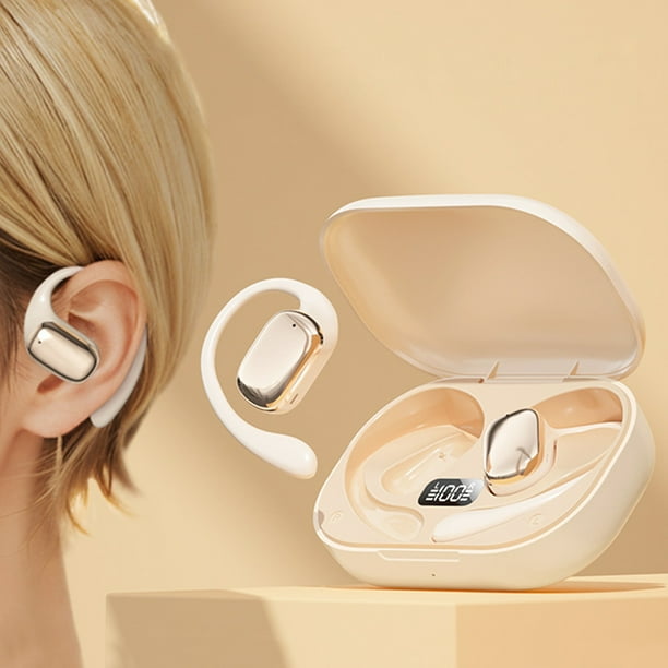 Auriculares inalámbricos Bluetooth 5.4 de conducción ósea | Auriculares deportivos colgantes no internos | Pantalla digital | Batería de larga duración | Sonido estéreo | Ligero | Alcance de 15 m