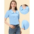 thumbnail image 2 of INSPIRE CHIC Blusa De Trabajo Informal De Algodón Peter Pan Para Mujer Azul claro M, 2 of 4