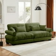 thumbnail image 4 of Comfy Deep Seat Sofa, Upholstered Sectional Sofa Couches with Armrests and Throw Pillows, 2 Seater Sofa for Living Room, Office, Apartment, Loveseat Sofa, Olive green, 4 of 6