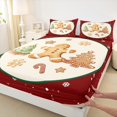 thumbnail image 3 of Homewish Xmas Tree Cookie Twin Sheet Sets,Merry Christmas Twin Fitted Sheet,Kawaii Gingerbread Man Flat Sheet For Kids,Breathable Home Decor,3-Piece, 3 of 7