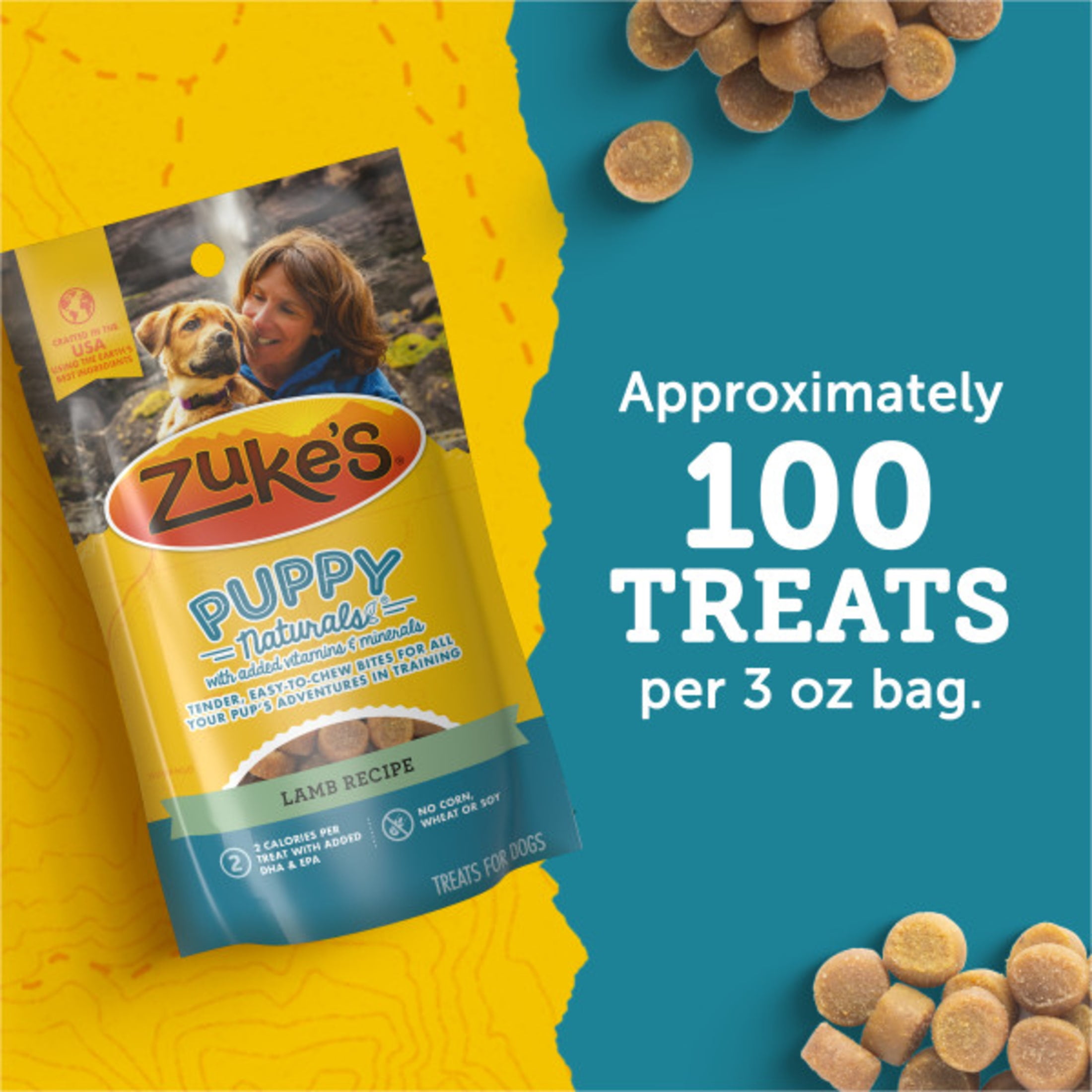 (8 pack) Zuke's Puppy Naturals Dog Training Treats, Lamb & Chickpea Recipe, Tender Chews, 5 oz Pouch
