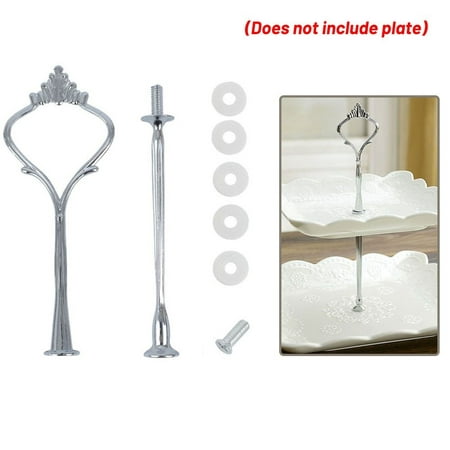 

Mduoduo 2 Tier Cake Plate Stand Holder Centre Handle Rods Fittings Hardware Holder Kit Rod Stand Holder for Wedding Birthday Party Decor Baby Shower Silver