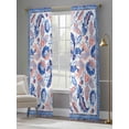thumbnail image 3 of Blue Red Ethnic Sheer Curtains 96 Inch Length 2 Panels Set, Boho Modern Geometric Abstract Art Voile Window Treatment Semi Sheer Long Curtains Drapes for Bedroom/Living Room/Kitchen 52"x96"x2, 3 of 7
