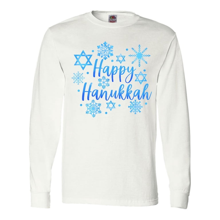 Happy Hanukkah Long Sleeve T-Shirt with Stars photo 1