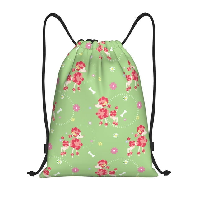 Lukts Cute Poodle Dog Pattern Drawstring Backpack Bag Sport Gym Sackpack,String Backpack Sport Bag Sack,Cinch Tote Gym Backpack-Small