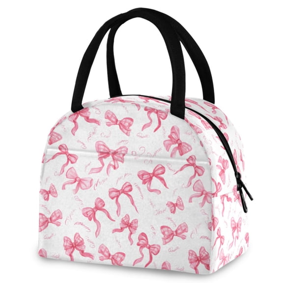 ALAZA Pink Bows Insulated Lunch Box Reusable Cooler Tote Bag Work Office Picnic