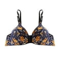 thumbnail image 2 of HOMBOM Sexy Bras for Women Wire-Free Front Buckle Bras Lightly Lined Push-Up Daily Bra Navy, 2 of 3
