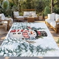 thumbnail image 3 of Outdoor Rug 6x9 ft Christmas Snowman Red Bird Waterproof Outdoor Patio Rug Mat Non Slip Outside Area Rugs Carpet for RV,Camping,Porch,Deck,Pool,Balconybackyard,Winter Blue Snowy Pine Forests, 3 of 9