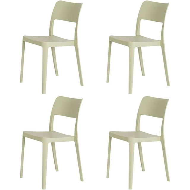 Silla de Comedor Apilable de Polipropileno - 4 Piezas/Juego