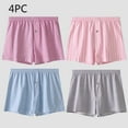 thumbnail image 2 of Wyobmus 4PC Boxer Briefs for Men Loose Breathable Pajama Shorts Lightweight Striped Button Boxer Briefs Underwear Shorts P-Multicolor, 2 of 7
