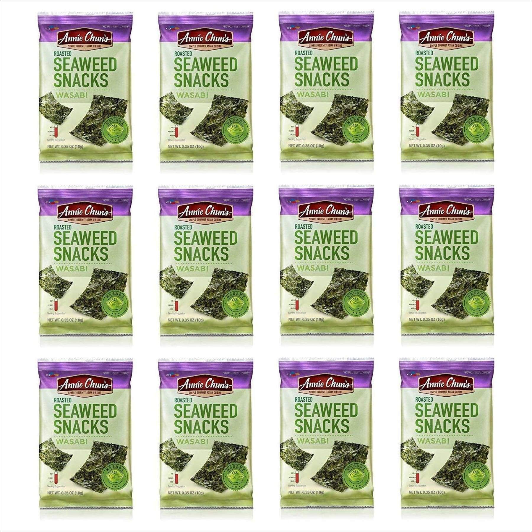 Annie Chun's Roasted Seaweed Snacks, Wasabi, 0.35ounce (Pack of 12