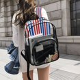 thumbnail image 3 of Iauyy Clear Backpack Heavy Duty PVC Transparent Backpack for College Workplace, Three-color Vertical Stripes, 3 of 8