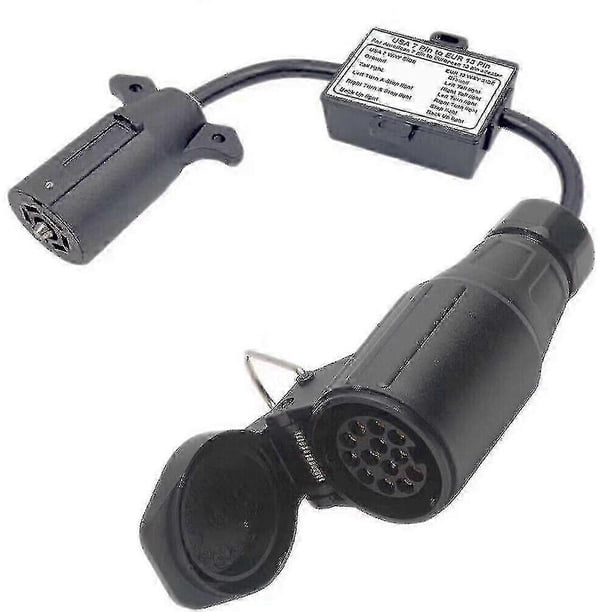Usa To European Trailer Light Converter 7 Way Flat Socket (us Vehicle) To 13-pin Round Plug (eu Tra