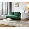thumbnail image 1 of 51.4" Loveseat Sofa, Modern Velvet Upholstered Loveseat Chair with Geometric Metal Legs and Removable Back Cushions, Comfy 2 Seater Sofa for Apartment Bedroom Living Room Office, Green, 1 of 7