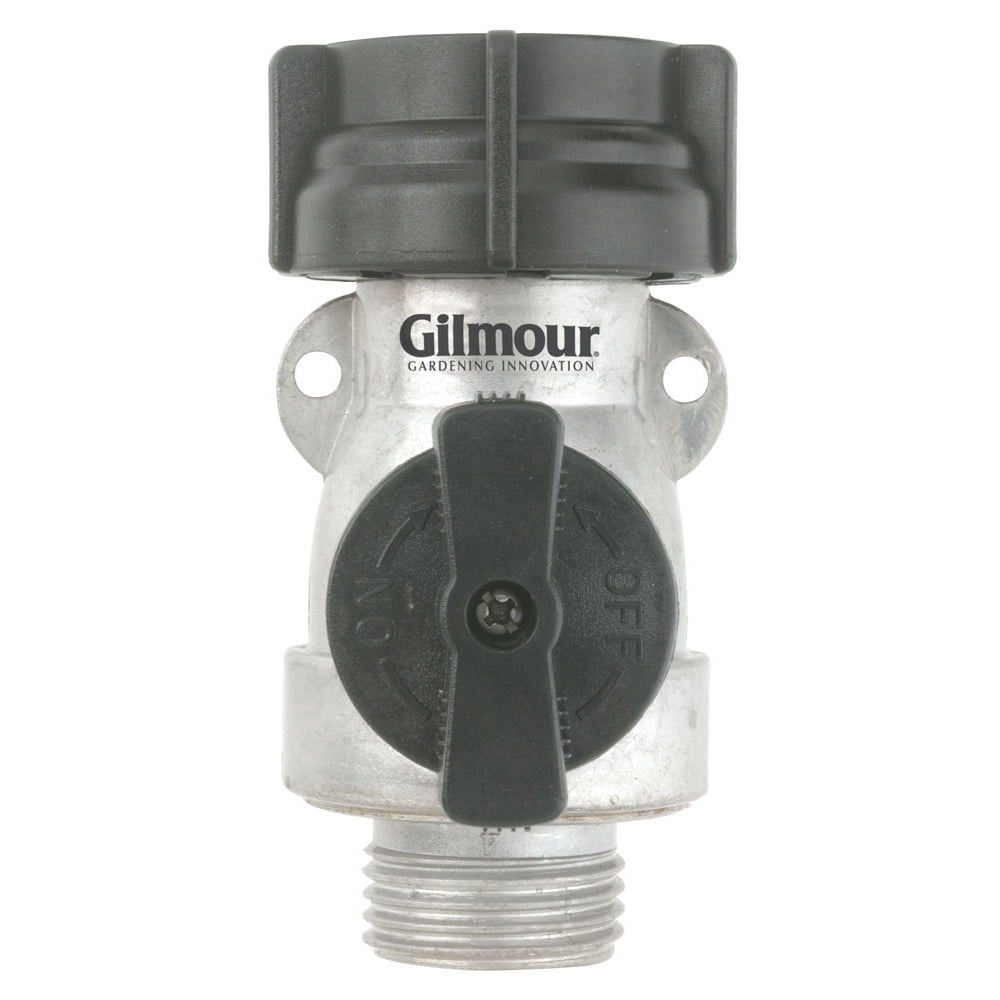 Gilmour Metal Full Flow Water Garden Hose Connector w/ Shutoff Valve