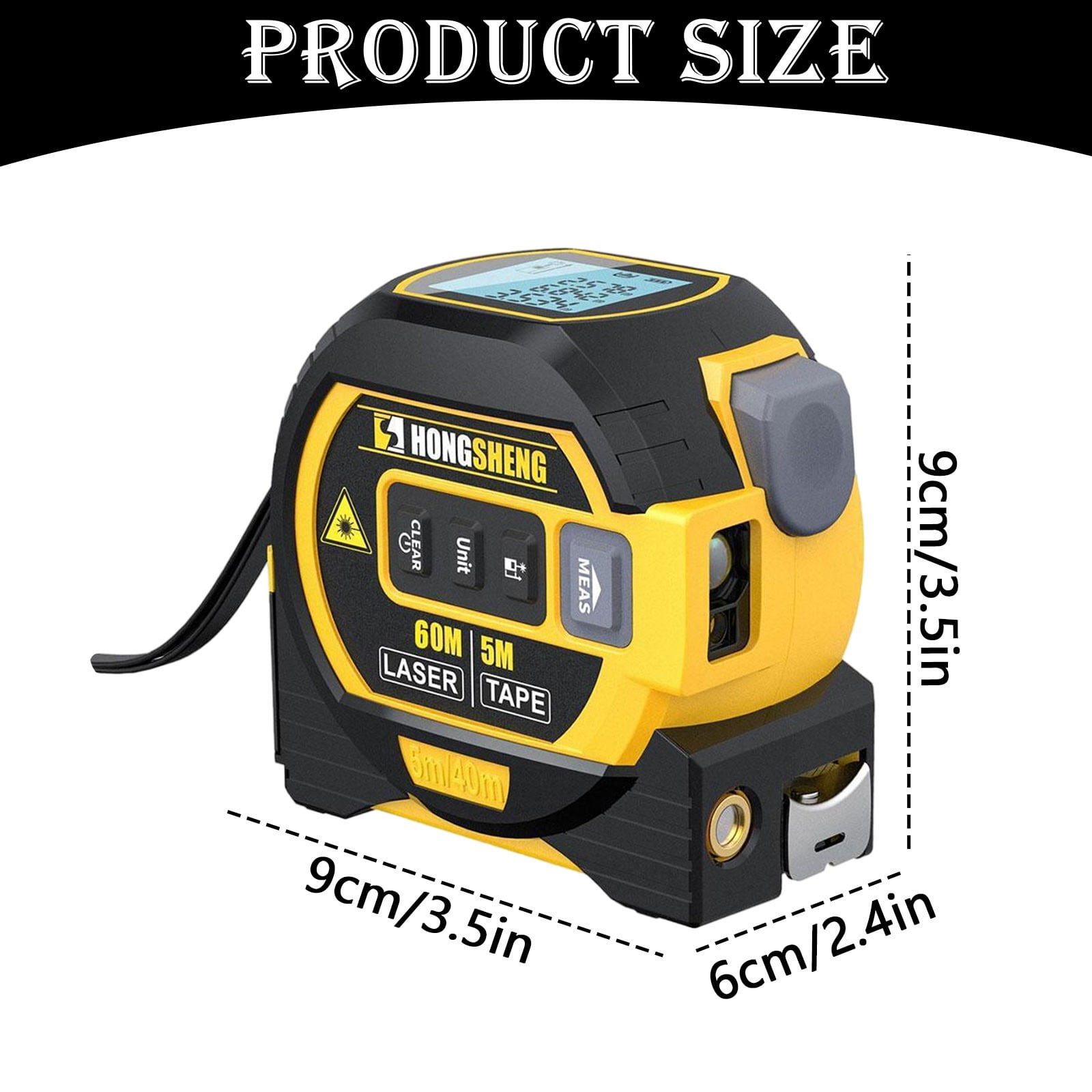 Electric Tape Measure,Ruler Laser Tape Measure | Digital Tape Measure With Laser, Lazer Measuring Tool,Smart Range Finder, Easy-Read Display, Ft & Metric Measurement | 196 Ft | 60 M