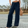 thumbnail image 2 of KDFJPTH Women Summer Fashion Casual Wide Leg Pants Casual High Waist Stretchy Loose Long Pants Trousers With Pockets, 2 of 4