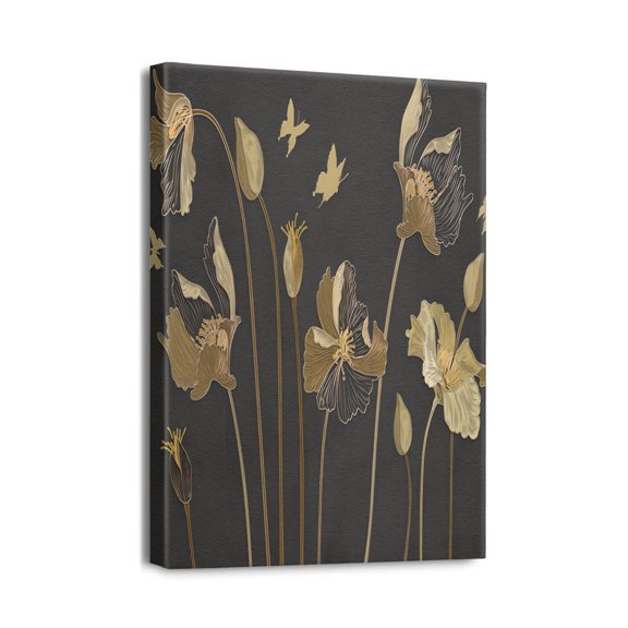 12X16 inch Abstract Brown Flowers Canvas Art The Perfect Addition to a Minimalist Decor Scheme