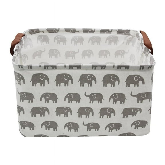 AUCHEN Rectangular Fabric Clothing Storage - Waterproof hamper | Collapsible Square Baby Storage Box with Handles for Kids Room,Shelf Basket,Toy Organizer ( Rectangular - Multiple Gray Elephant )