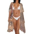 thumbnail image 3 of HELLHERO Tie Dye Pattern Long Kimono Swimsuit Cover Up Half Sleeve Polyester Quick Dry Bathing Suit Cover Up, 3 of 6