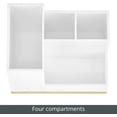 thumbnail image 2 of Plated Toothbrush and Toothpaste Holder - Storage Organizer Stand with 4 Compartments for Bathroom Countertop - Holders for Electric Toothbrush, Toothpaste - Hyde Collection - White/Soft Brass, 2 of 10