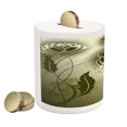 thumbnail image 2 of Abstract Piggy Bank, Flowers Ivy Leaves with Vector Unusual Pattern Image, Ceramic Coin Bank Money Box for Cash Saving, 3.6" X 3.2", Olive Green Dark Green, by Ambesonne, 2 of 4