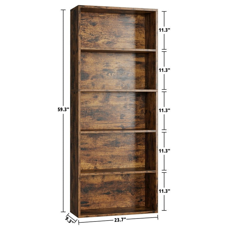 IRONCK 5 Shelf Bookcase, Free Standing Display Storage Bookshelf