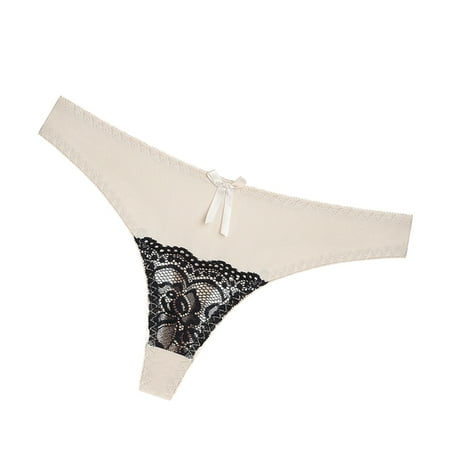 

Dtydtpe underwear women New Hot Panties For Women Lace Patchwork Low Waist Thong In Solid Color White